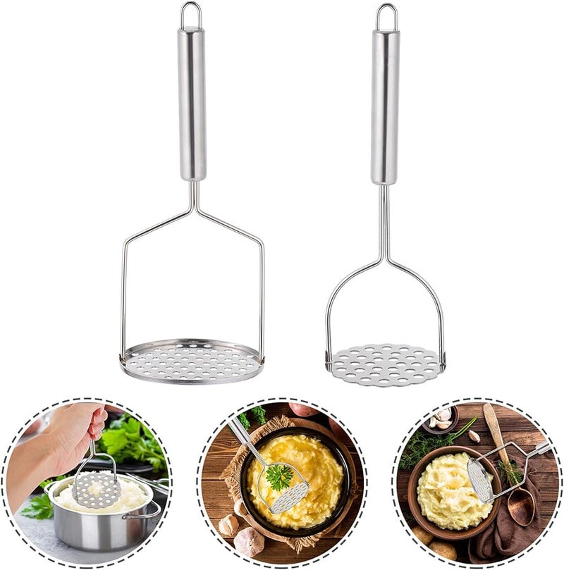 Stainless Steel Potato Masher Set 2 Pieces Kitchen Gadget for Mashing Vegetables - Image 5